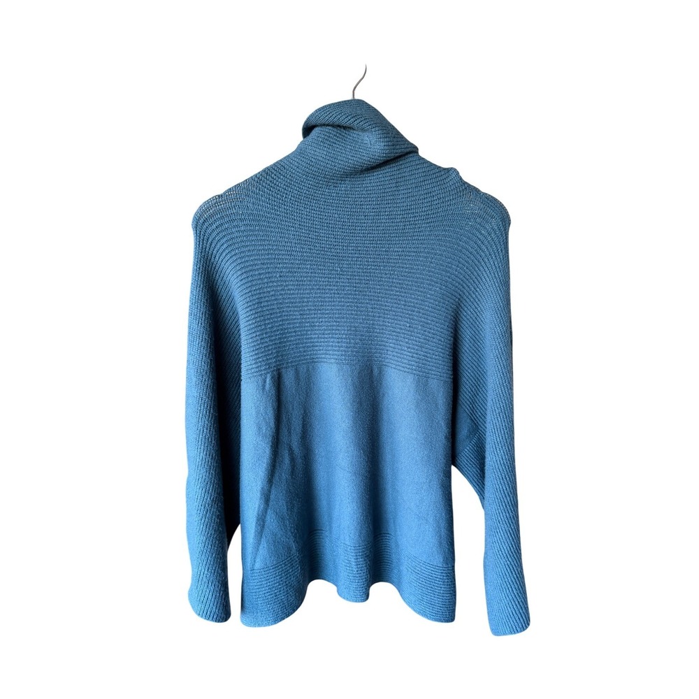 INDUSTRY Republic Clothing Teal Ribbed Cowl Neck Sweater‎ Knit Top XL TG
